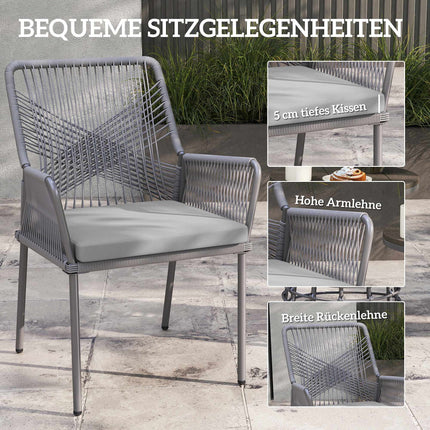 Outdoor Rattan Chairs Set of 2, Dark Grey, Washable Cushions