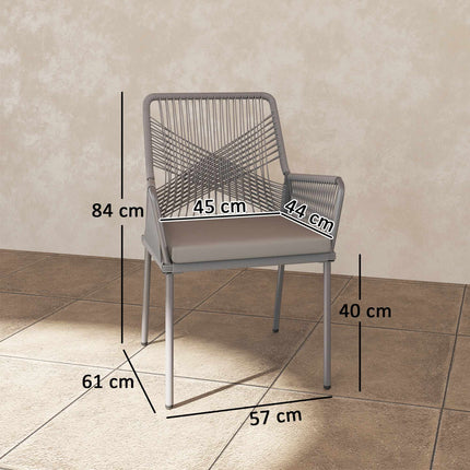 Outdoor Rattan Chairs Set of 2, Dark Grey, Washable Cushions