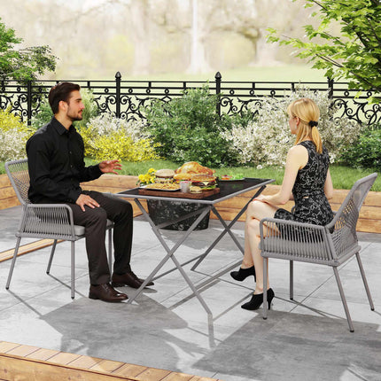 Outdoor Rattan Chairs Set of 2, Dark Grey, Washable Cushions
