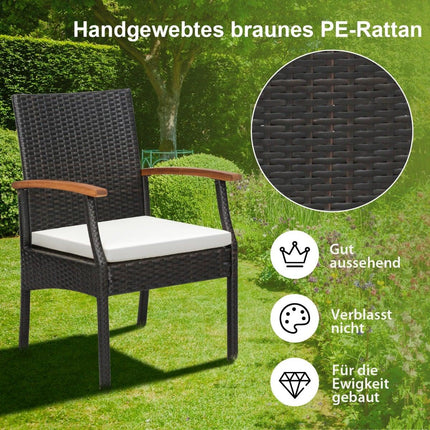Outdoor Rattan Chairs Set of 2 with Cushions, Metal Frame