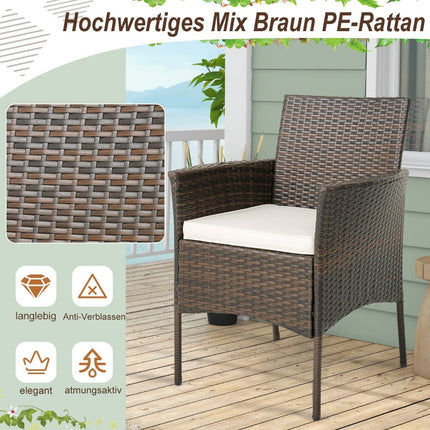 Outdoor Rattan Chairs Set of 4 with Cushions, 63x59x84 cm