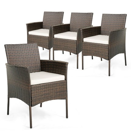 Outdoor Rattan Chairs Set of 4 with Cushions, 63x59x84 cm
