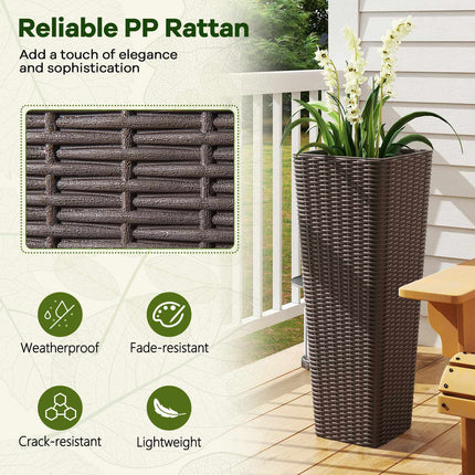 Outdoor Rattan Planter Set, 2 Sizes, Inner Pots, Drainage