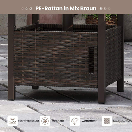 Outdoor Rattan Side Table with Umbrella Hole, Weatherproof