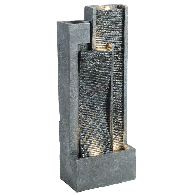Outdoor Resin Fountain with Planter and LED Lights