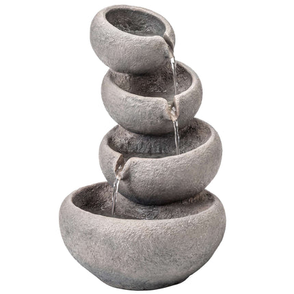 Outdoor Resin Water Fountain with LED Lights, 4-Tier
