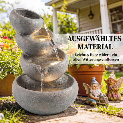 Outdoor Resin Water Fountain with LED Lights, 4-Tier