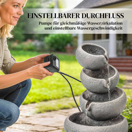 Outdoor Resin Water Fountain with LED Lights, 4-Tier