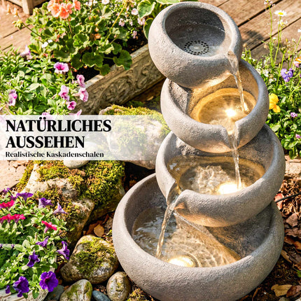Outdoor Resin Water Fountain with LED Lights, 4-Tier