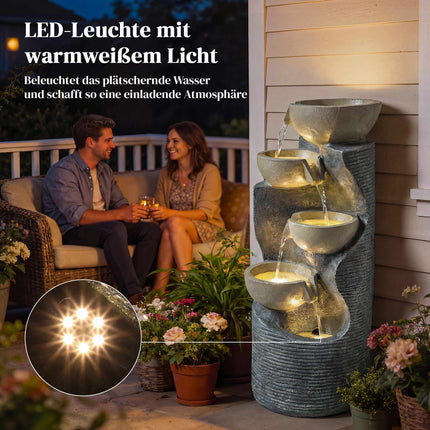 Outdoor Resin Water Fountain with LED Lights, 80 cm