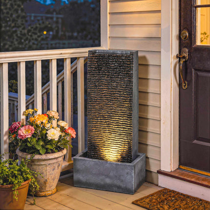 Outdoor Resin Water Fountain with LED Lights, 80 cm