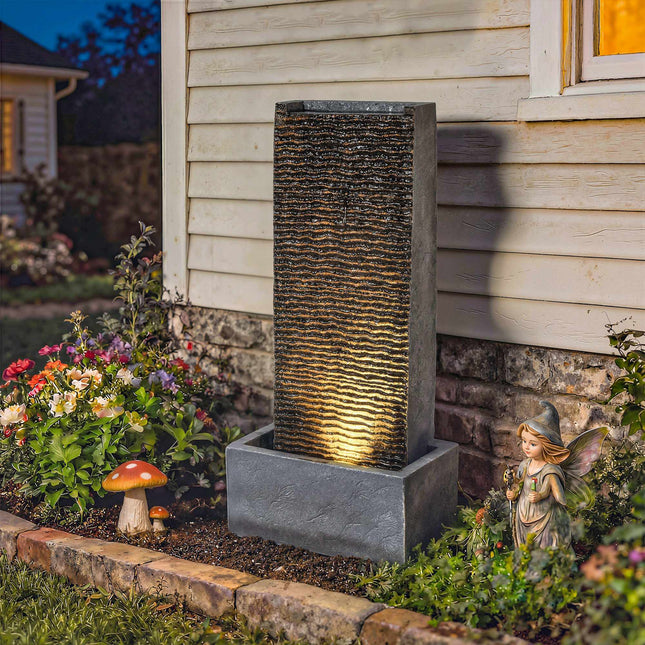 Outdoor Resin Water Fountain with LED Lights, 80 cm