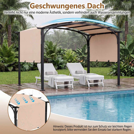 Outdoor Retractable Pergola, Metal Frame, Beige, 305x242 cm