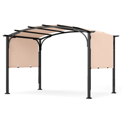 Outdoor Retractable Pergola, Metal Frame, Beige, 305x242 cm