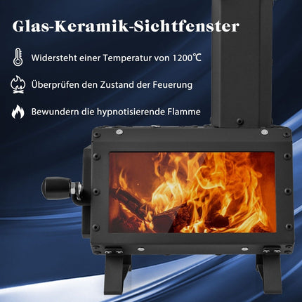 Outdoor Rocket Stove with Glass Window, 2 Cooking Surfaces