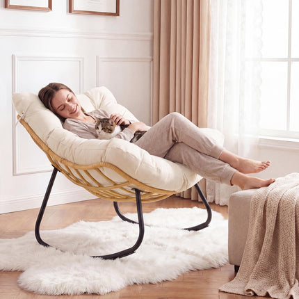 Outdoor Rocking Chair, PE Rattan, Cushion, 140 kg