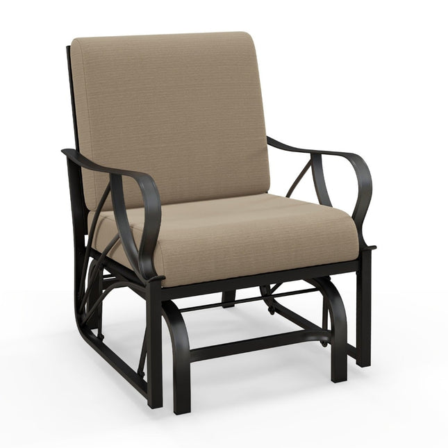 Outdoor Rocking Chair with Cushion, Metal Frame, Brown