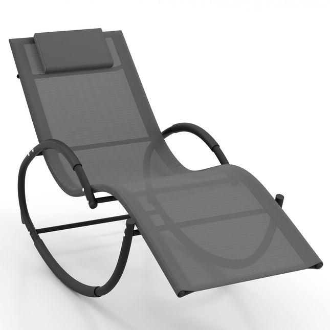 Outdoor Rocking Lounge Chair – Removable Headrest, 350 lb