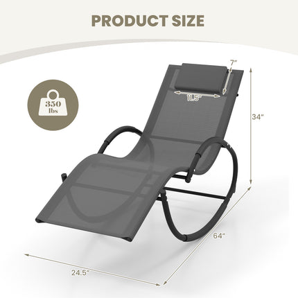 Outdoor Rocking Lounge Chair – Removable Headrest, 350 lb