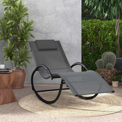 Outdoor Rocking Lounge Chair – Removable Headrest, 350 lb