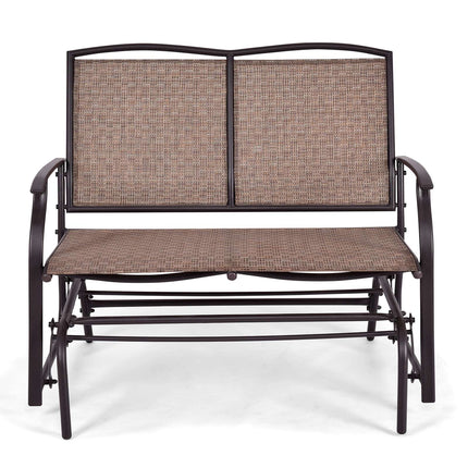 Outdoor Rocking Loveseat, 2-Person Steel Frame, Brown