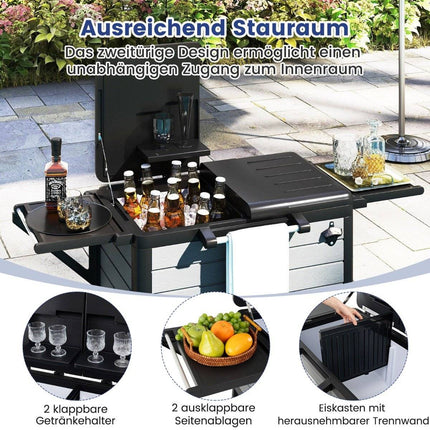 Outdoor Rolling Cooler Cart with Shelves & Bottle Opener