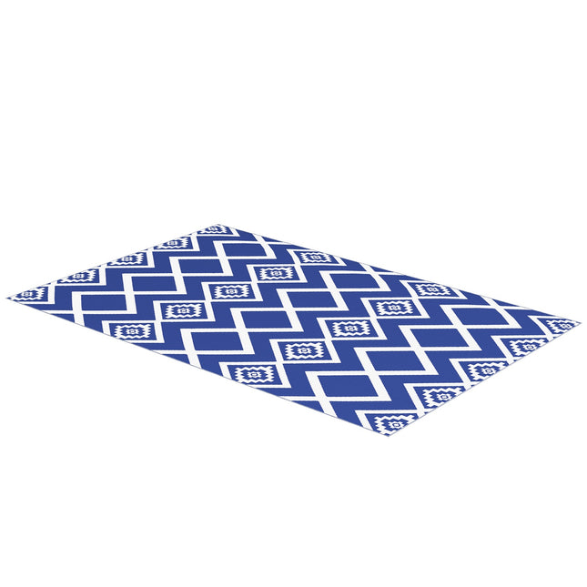 Water-repellent plastic mat outdoors, 182x274cm, Blue/White