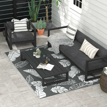 Weather-resistant outdoor rug, double-sided, grey/white 182x274 cm