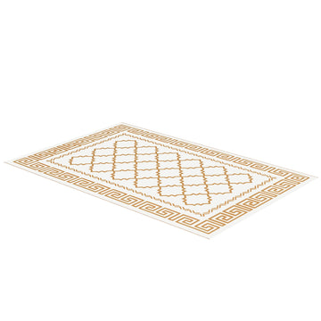 Reversible outdoor rug, weatherproof plastic, 182x274 cm, brown/cream