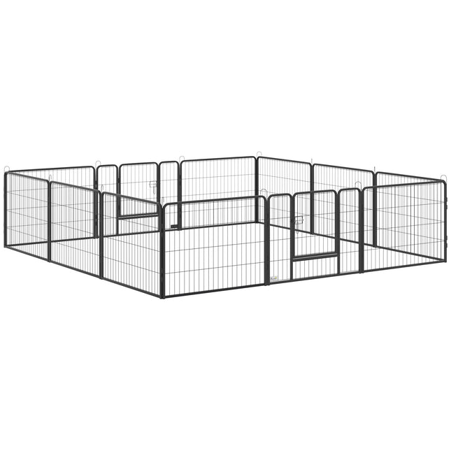 Outdoor dog playpen - 12-panel steel, black, 60 cm high