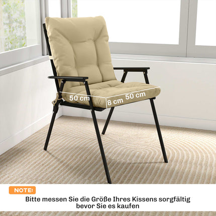 Outdoor Seat Cushions Set, 8cm Thick, Beige, 120x50 cm