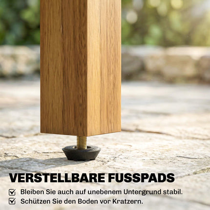 Outdoor Side Table, 48x48 cm Acacia Wood, Adjustable Feet