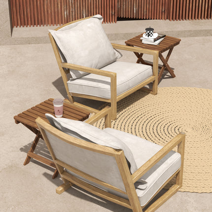 Outdoor folding side tables in teak, Set of 2 - 45x45x45 cm