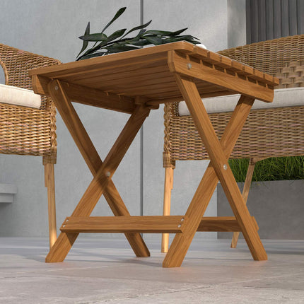 Outdoor folding side tables in teak, Set of 2 - 45x45x45 cm