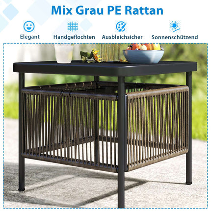 Outdoor Side Table, Weatherproof Rattan, 56x56x49 cm