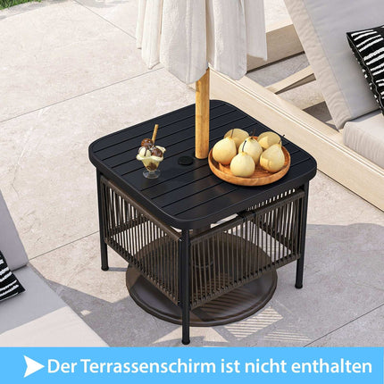 Outdoor Side Table, Weatherproof Rattan, 56x56x49 cm