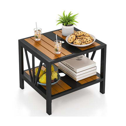 Outdoor Side Table with Umbrella Hole, Metal, 52x46x45 cm