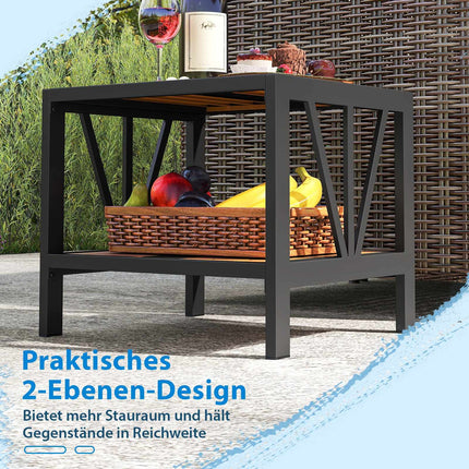 Outdoor Side Table with Umbrella Hole, Metal, 52x46x45 cm