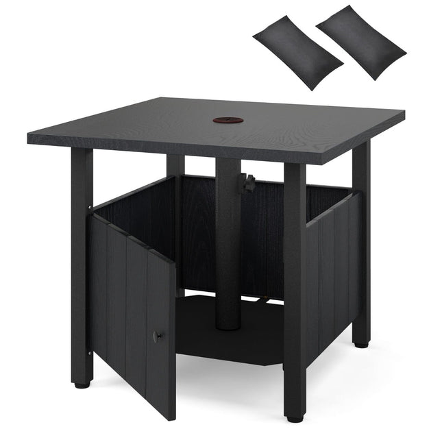 Outdoor Side Table with Umbrella Hole & Sandbags