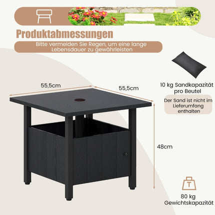 Outdoor Side Table with Umbrella Hole & Sandbags