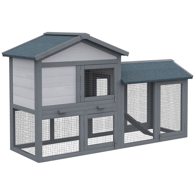Outdoor Small Animal Hutch, Dark Grey, 147 x 54 x 84 cm