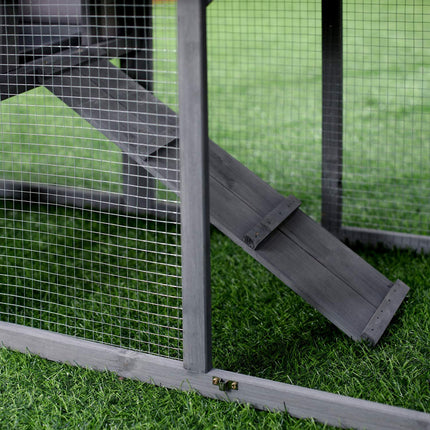 Outdoor Small Animal Hutch, Dark Grey, 147 x 54 x 84 cm