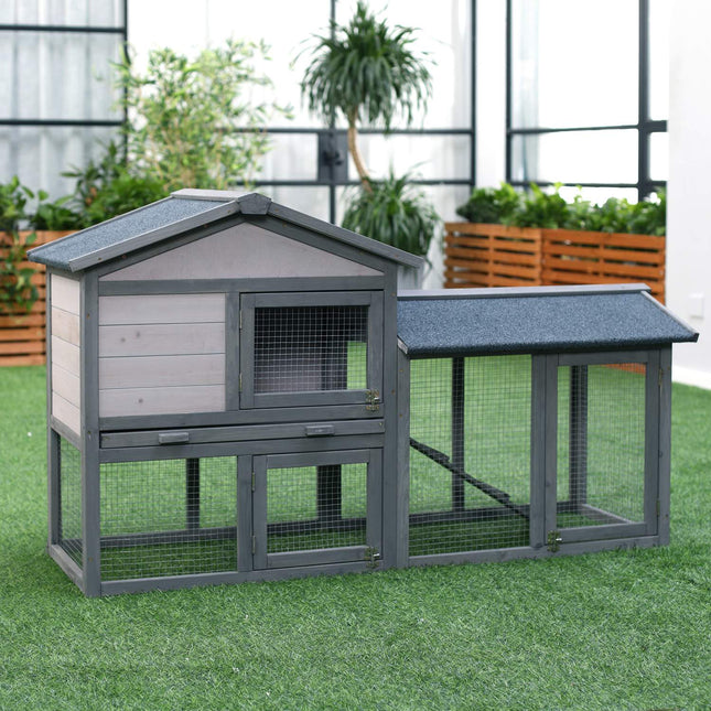 Outdoor Small Animal Hutch, Dark Grey, 147 x 54 x 84 cm