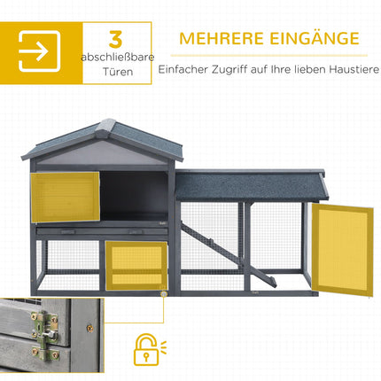 Outdoor Small Animal Hutch, Dark Grey, 147 x 54 x 84 cm