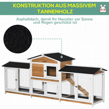 Outdoor Small Animal Hutch with Ramp, Asphalt Roof, Wood