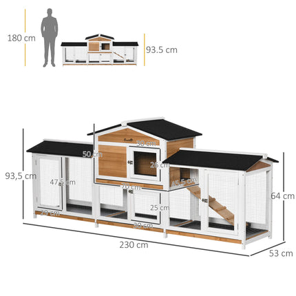 Outdoor Small Animal Hutch with Ramp, Asphalt Roof, Wood