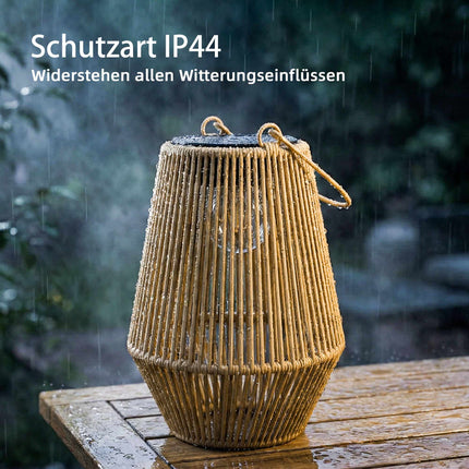 Outdoor Solar Lantern Set, Hanging Rattan, IP44 Waterproof
