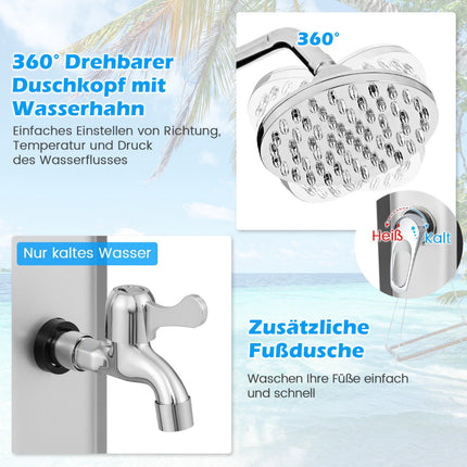 Outdoor Solar Shower, 60L, 227cm, Swivel Head