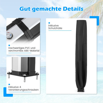 Outdoor Solar Shower, 60L, 227cm, Swivel Head