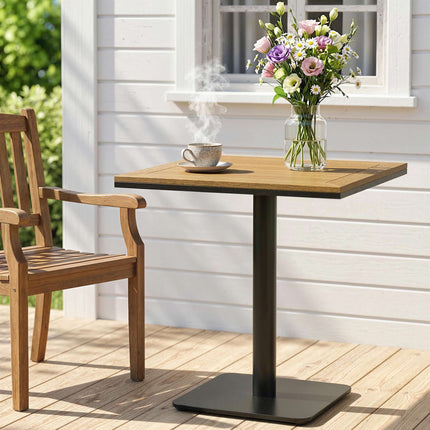Outdoor Square Table, 70x70 cm, Weatherproof Wood-Look